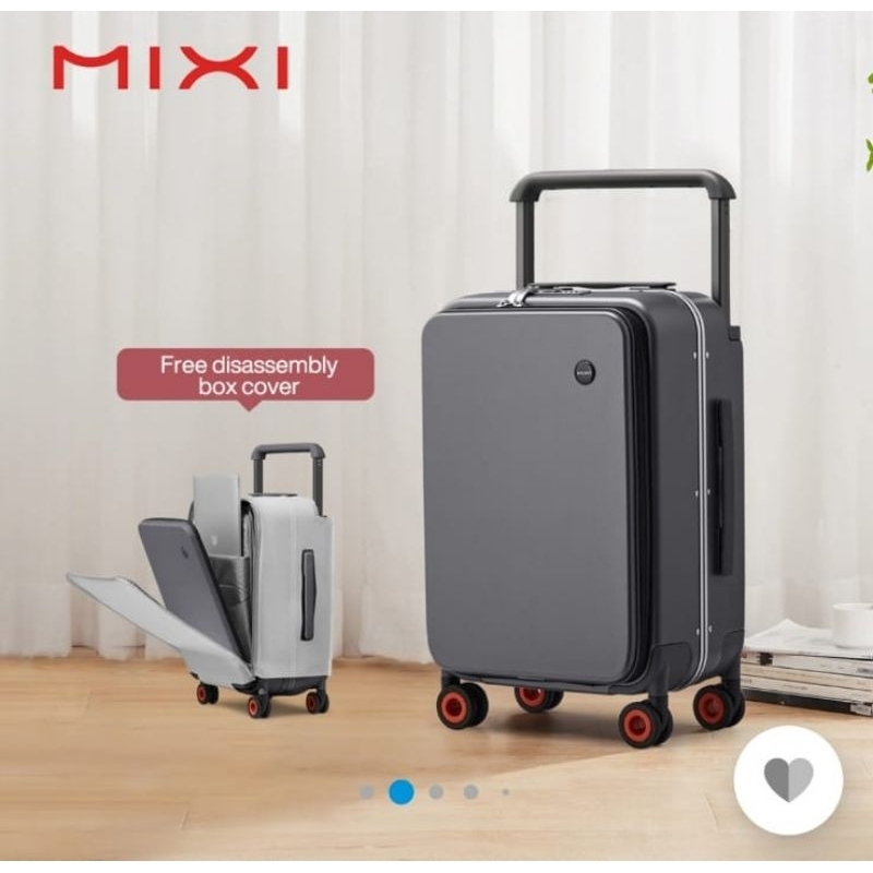 MIXI koper cabin buka depan aluminium frame wide handle M9275 20" Abu-abu