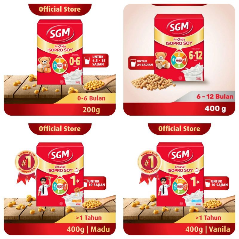 SGM Ananda Soya 0-6 200gr / SGM Ananda Soya 6-12 400gr / SGM Soya 1+ Madu/Vanila 400gr