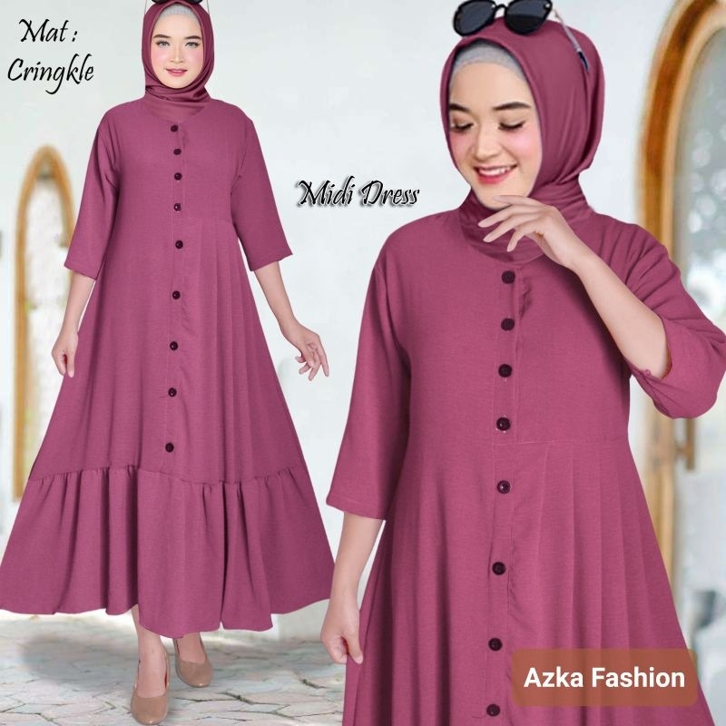 Midi Dress Crinkle Air Flow Rempel Sebelah /midi dress crinkle/midi dress premium