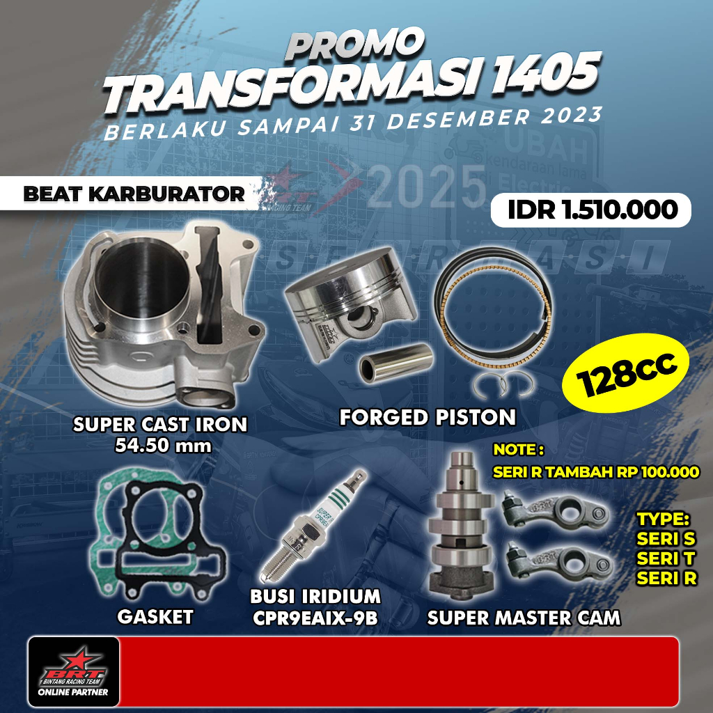 BRT PROMO 1405 - Paket Bore UP Beat Karbu - Blok Piston - Master Cam