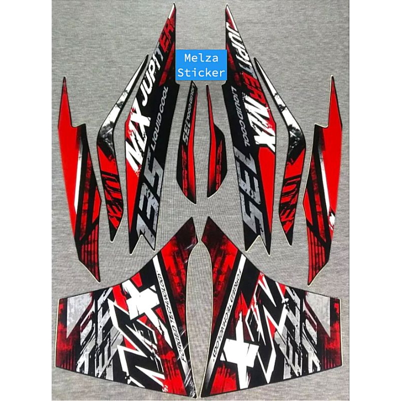 Stiker Striping Motor JUPITER MX NEW 135 2014 HITAM MERAH Sticker Lis Body Standar