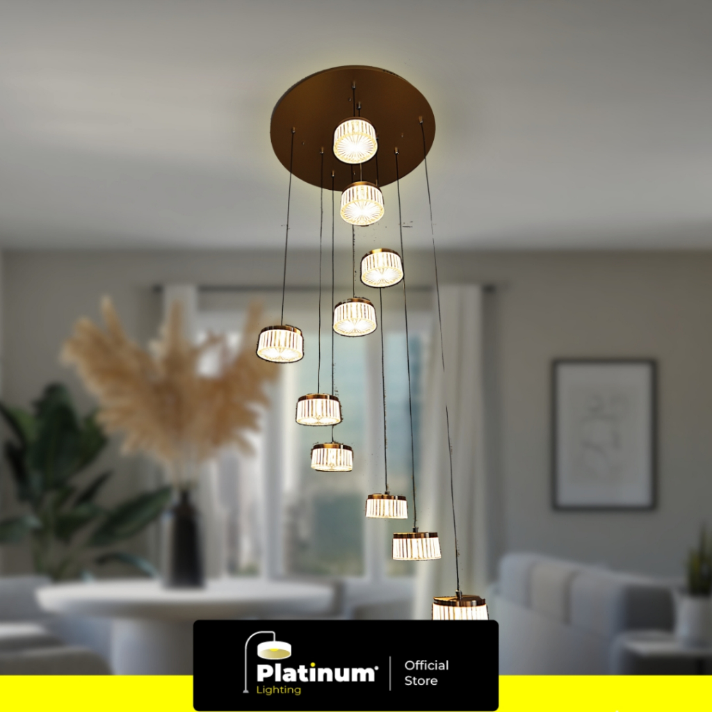 Lampu Gantung Susun Panjang Minimalis Dekorasi Tangga LED 3 Warna