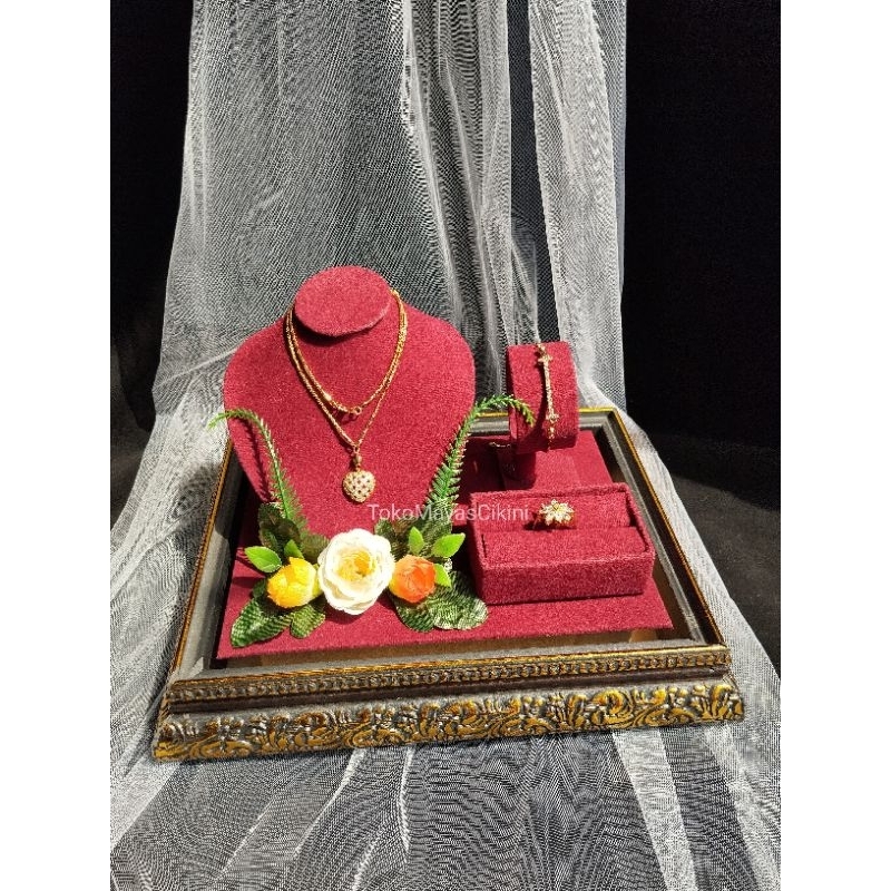

Kotak Mahar Perhiasan Lamaran Nikahan Seserahan Gelang+Kalung+Cincin