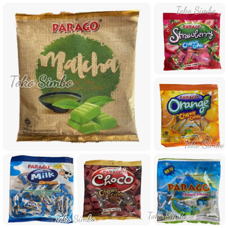 

Permen susu Parago matcha coklat jeruk strawberry anggur mint