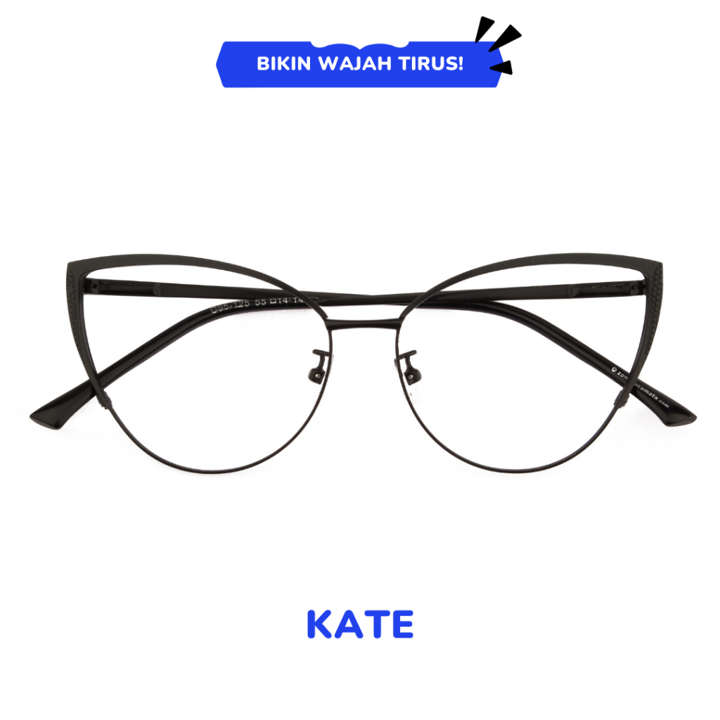 zonakacamata - Oldies Kate Black - Frame Kacamata - Pria/Wanita - Minus/Silinder/Plus