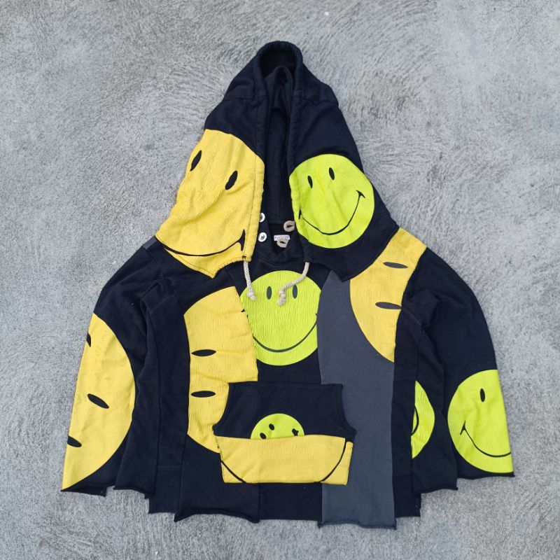 Hoodie KAPITAL japan smiley double hooded re-cut sewn worn by A$AP rocky yohji yamamoto issey miyake