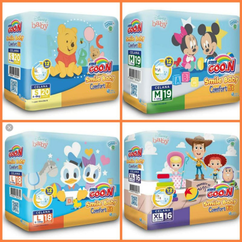 GOON G.OON SMILE BABY COMFORT FIT PANT ( PAMPERS POPOK BAYI CELANA SEKALI PAKAI ) S20 M19 L18 XL16