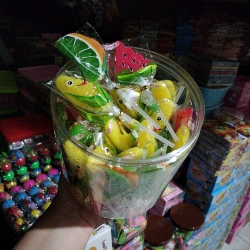 

PERMEN LOLLIPOP FRUIT harga 1 toples isi 50 pcs@15g