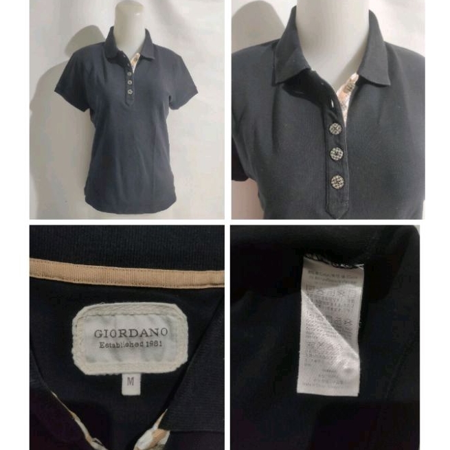 Kaos hitam GIORDANO polo shirt black super stretchy