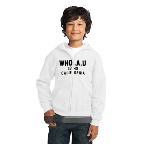 Jaket Hoodie WHO.AU Anak California 1849 Zipper Cream Anak Laki Laki Perempuan Premium Quality