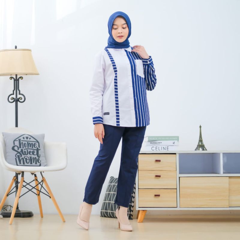 ATASAN KEMEJA NAZLA TOP WHITE PUTIH CESANHIJAB CESAN HIJAB OFFICIAL || MOUNEERASHOP