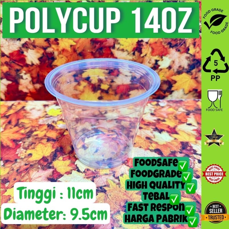 ISI 50 PCS CUP GELAS PLASTIK POLYCUP 14oz CUP GELAS PLASTIK 14oz CUP GELAS PLASTIK POLYCUP GELAS PLA