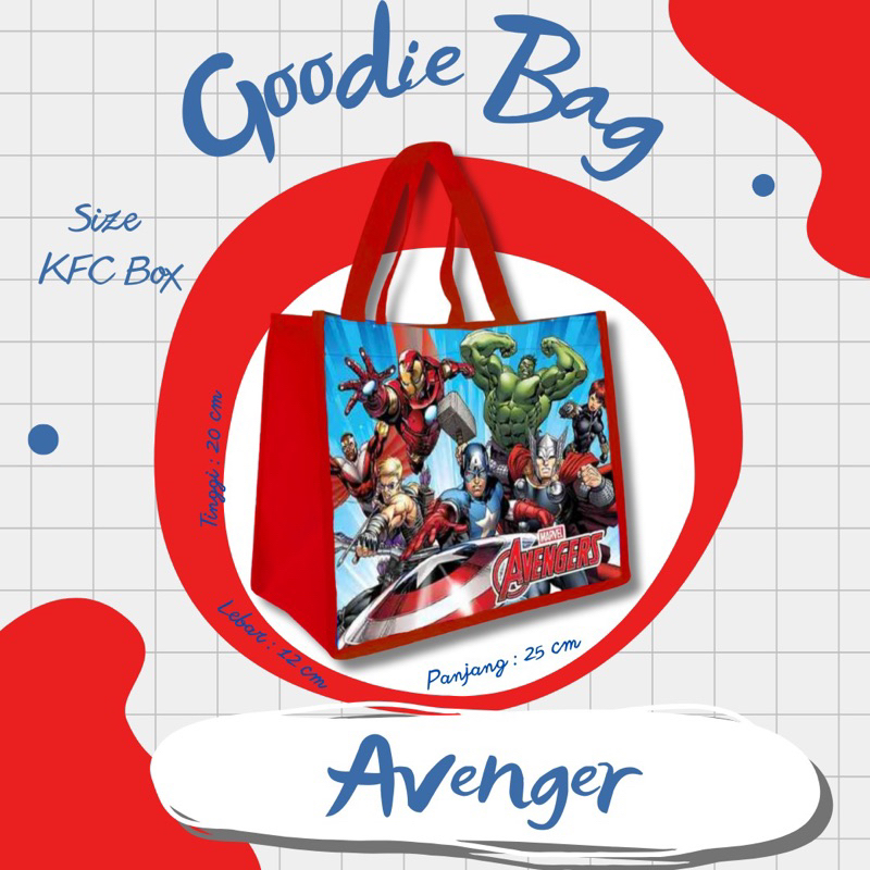 

Goodie Bag Avenger Tas Ulang Tahun Tas ultah Custom nama Foto Tas tasyakuran Tas Aqiqah besek Kantong makanan