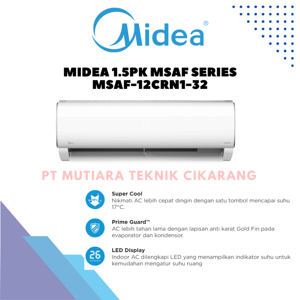AC MIDEA 1.5PK MSAF SERIES R32 STANDARD
