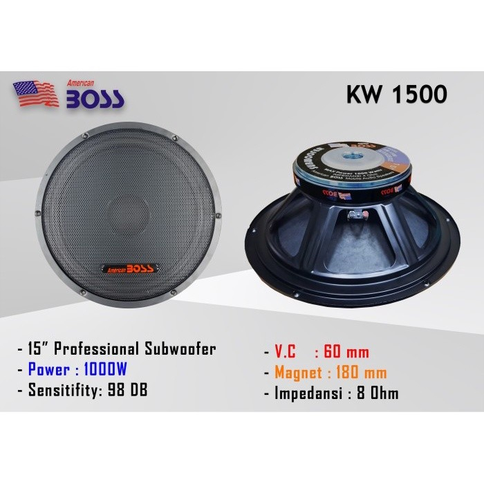 speaker american boss subwoofer 15" kw 1500