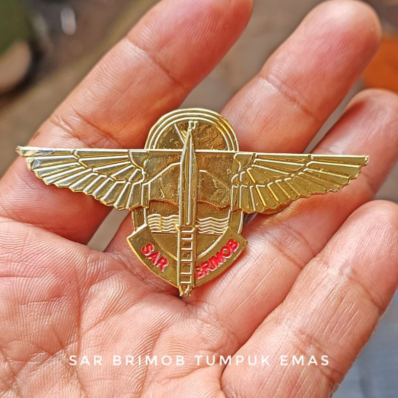 Brevet Brivet Wing Sar Brimob Tumpuk Emas