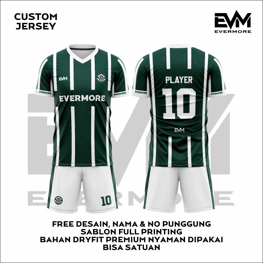 RETROGREEN [Bisa Satuan] Jersey Futsal / Sepak Bola Printing Premium Dryfit Evermore Sportwear