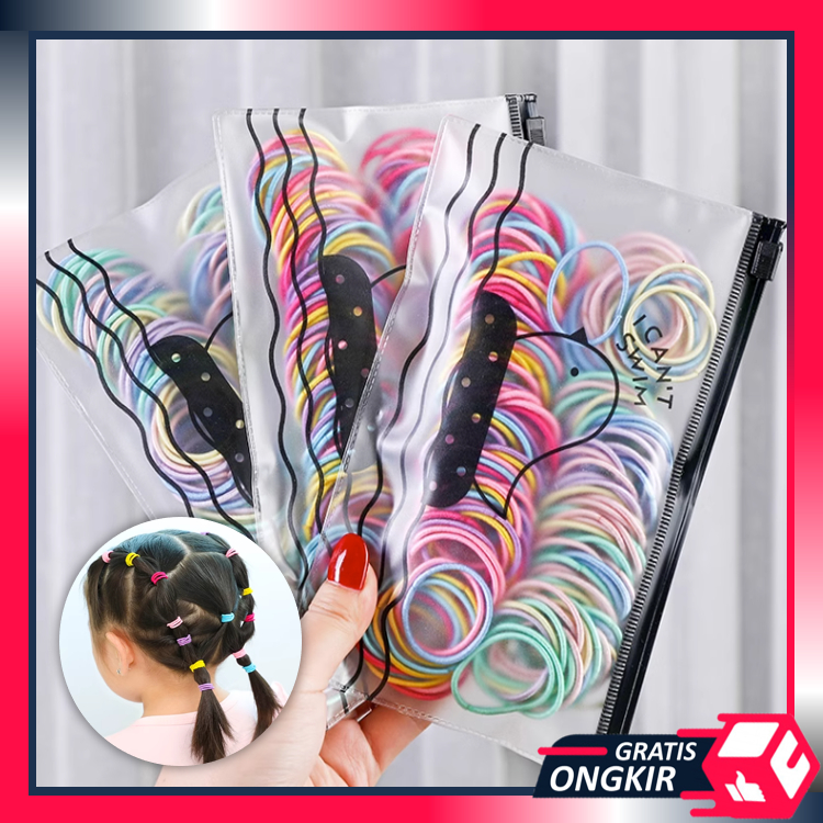 Gratis Ongkir - F745 Ikat Rambut Karet Kecil Elastis Gaya Korea untuk Wanita (100 PCS) / Karet Ikat 