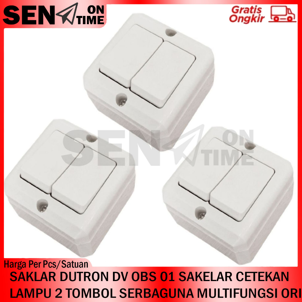 SAKLAR DUTRON DV-OBS 01 SAKELAR ENGKEL DOUBLE INBOW SERI DUA TOMBOL TANAM IB DUTERON LAMPU LISTRIK T