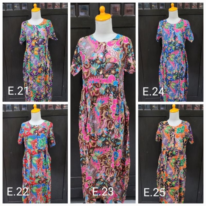 Daster Panjang 47 /Longdress Kencana Ungu label biru lengan pendek bisa untuk busui 4 tali samping L