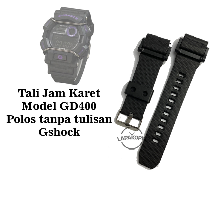 Tali Karet Pengganti Jam Tangan Model Gshock GD400 Bukan Ori Rubber Replacement Strap Hitam Polos