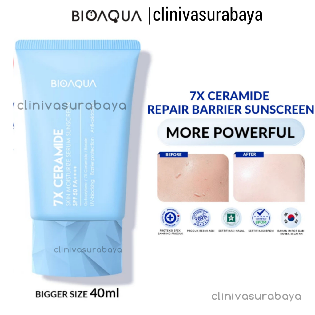 BIOAQUA 7X Ceramide Serum Sunscreen SPF 50 PA ++++ Sunscreen Gel Sunblock Wajah 12H Sun Protection 0