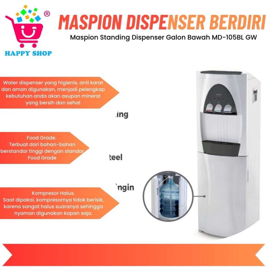 Maspion Standing Dispenser Galon Bawah MD-105BL GW