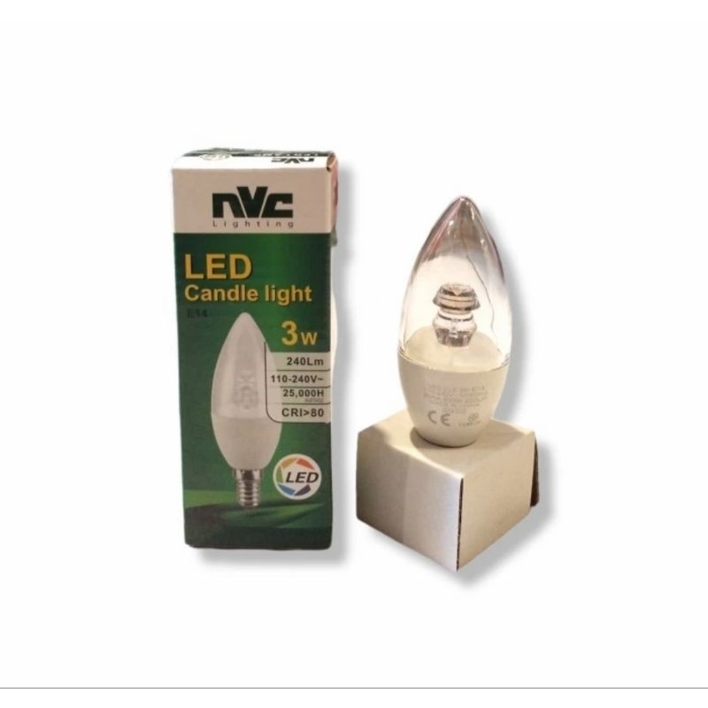 Lampu LED Candle E14 4 Watt Warm White 3000K NVC