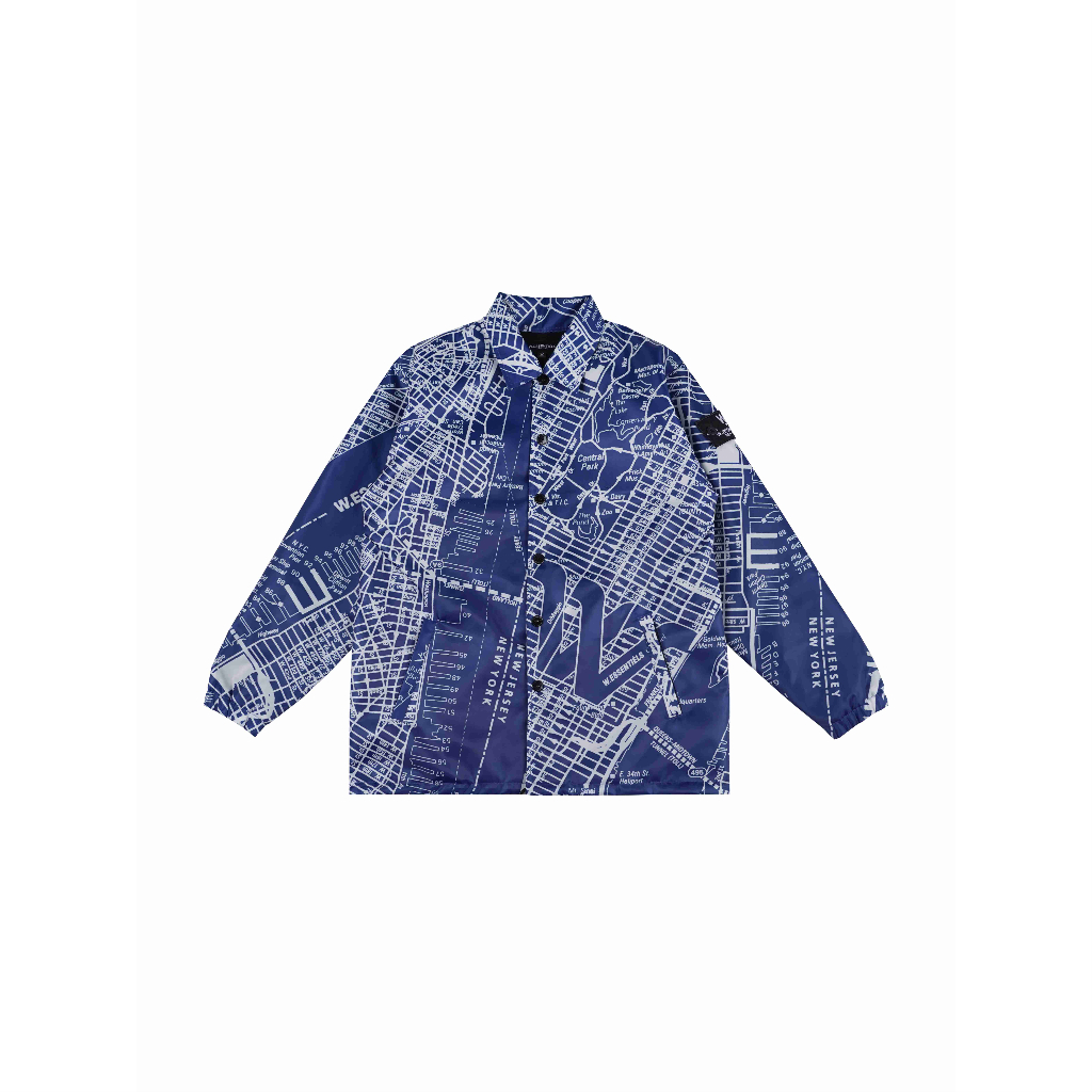 W.Essentiels Jaket Cambria Heights Full Print Windbreaker Jacket Map Royal