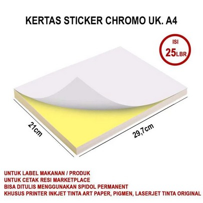 

10PCS STICKER CHROMO A4 / KERTAS STIKER GLOSSY MENGKILAP A4