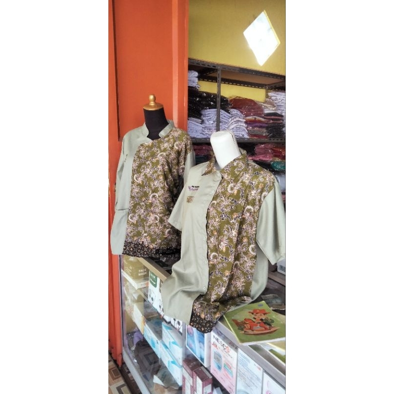 Baju OK Batik  / Baju scrub kerah Sanghai / BAJU JAGA SANGHAI PANJANG &BAJU OKA LENGAN 3/4 SERAGAM P
