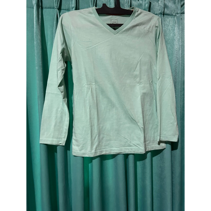 kaos lengan panjang biru tosca t zone size M