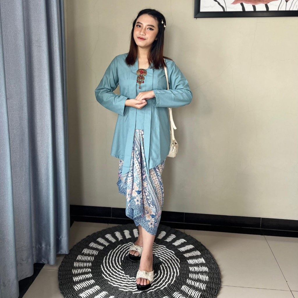	 Kebaya Kutubaru Modern Katun Premium Polos Dewasa	