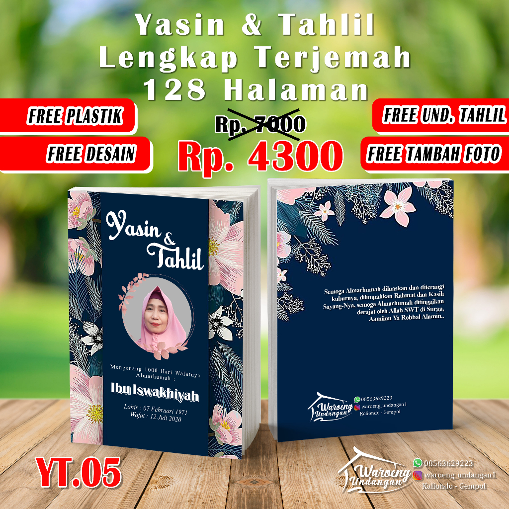 

BUKU YASIN DAN TAHLIL MURAH 128 HALAMAN | ARAB + TERJEMAH (FREE TAMBAH FOTO ALM./ALMH.,FREE PLASTIK)