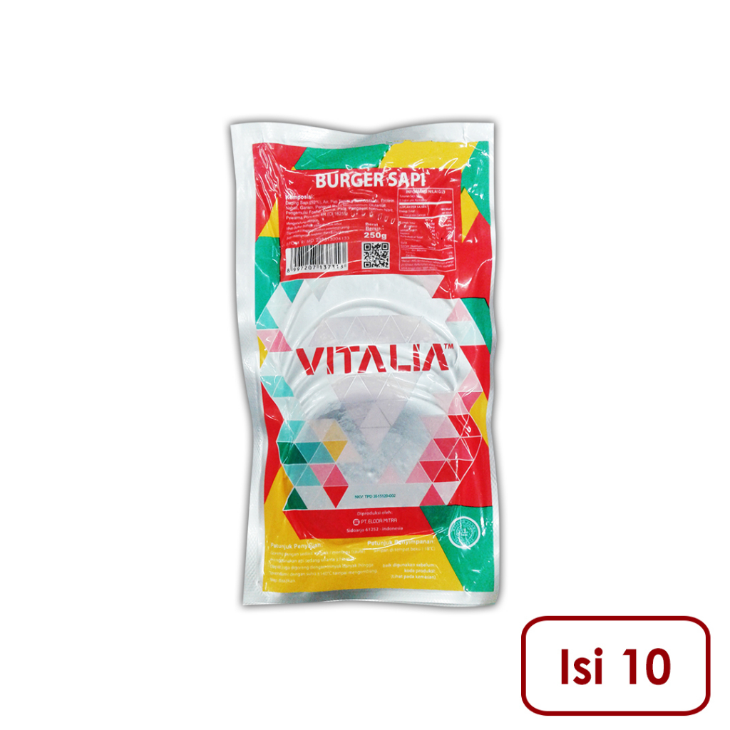 

VITALIA Burger Sapi Isi10 250gr (Tahan suhu ruangan 3hari)