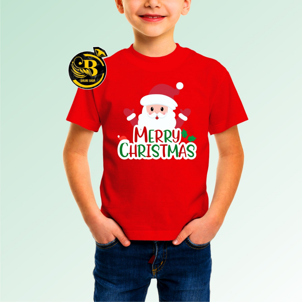 promo Baju natal Kaos anak laki laki dan anak perempuan usia 2-10 tahun