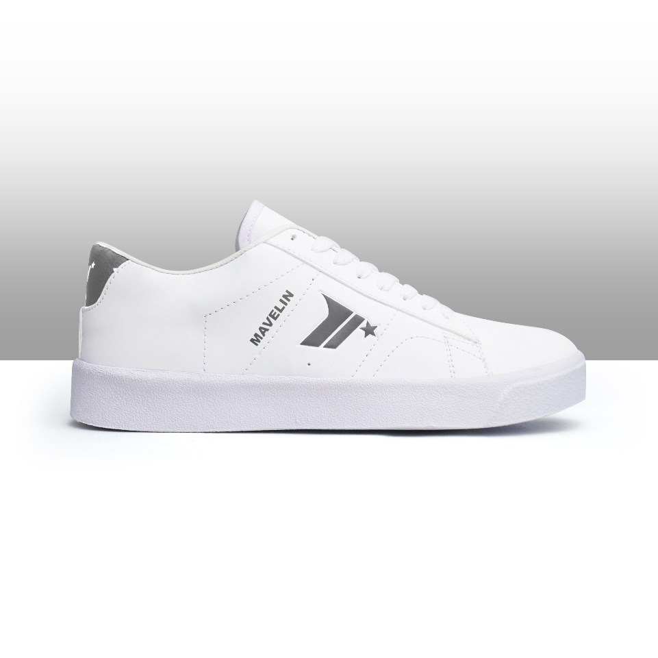 Mavelin Alvin White Grey  - Sepatu Sneakers Casual Putih Abu Pria Wanita
