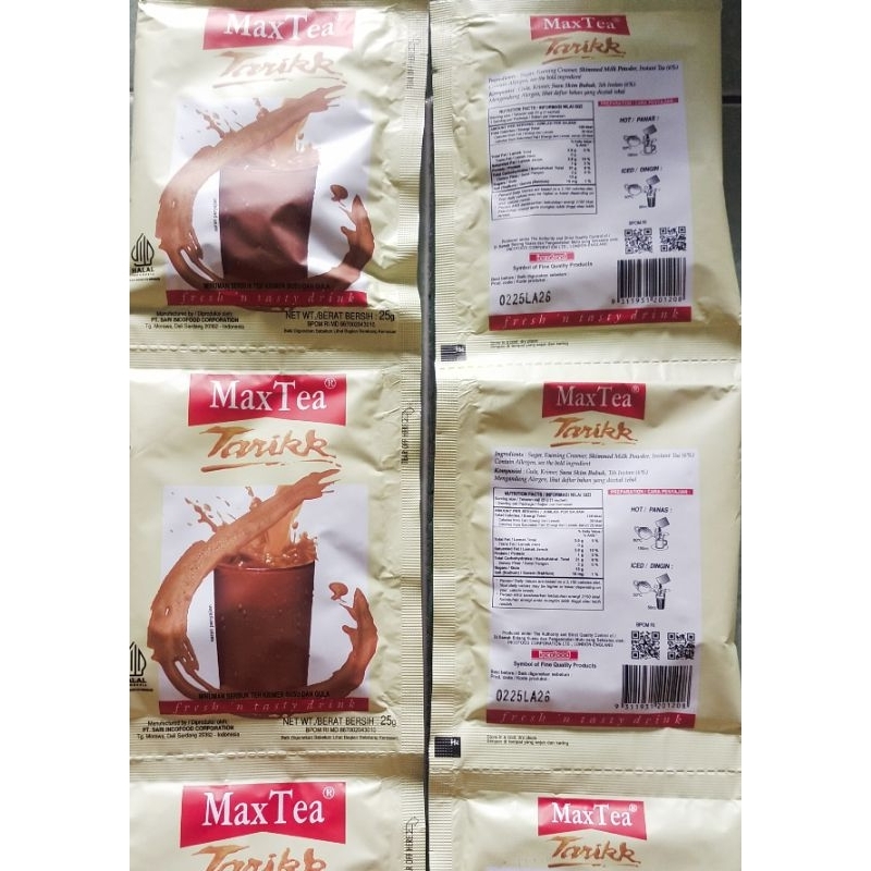 

Max Tea Tarik Teh tarik Minuman serbuk teh krimer susu dan gula 25g