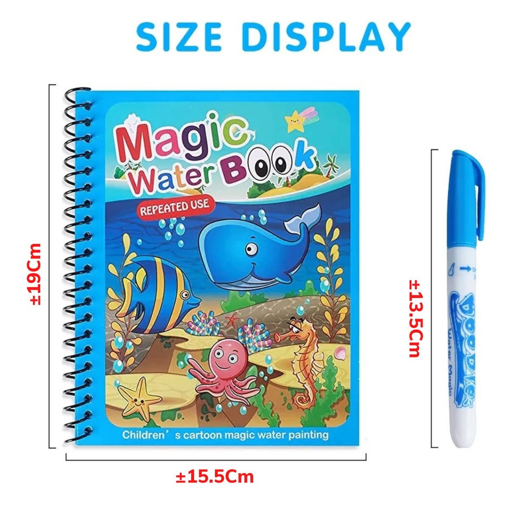 

Magic Water Book Anak Karakter Buku Edukasi Anak Belajar Mewarnai | Buku Ajaib Prasekolah Paud TK 1 Set Buku + Spidol Air