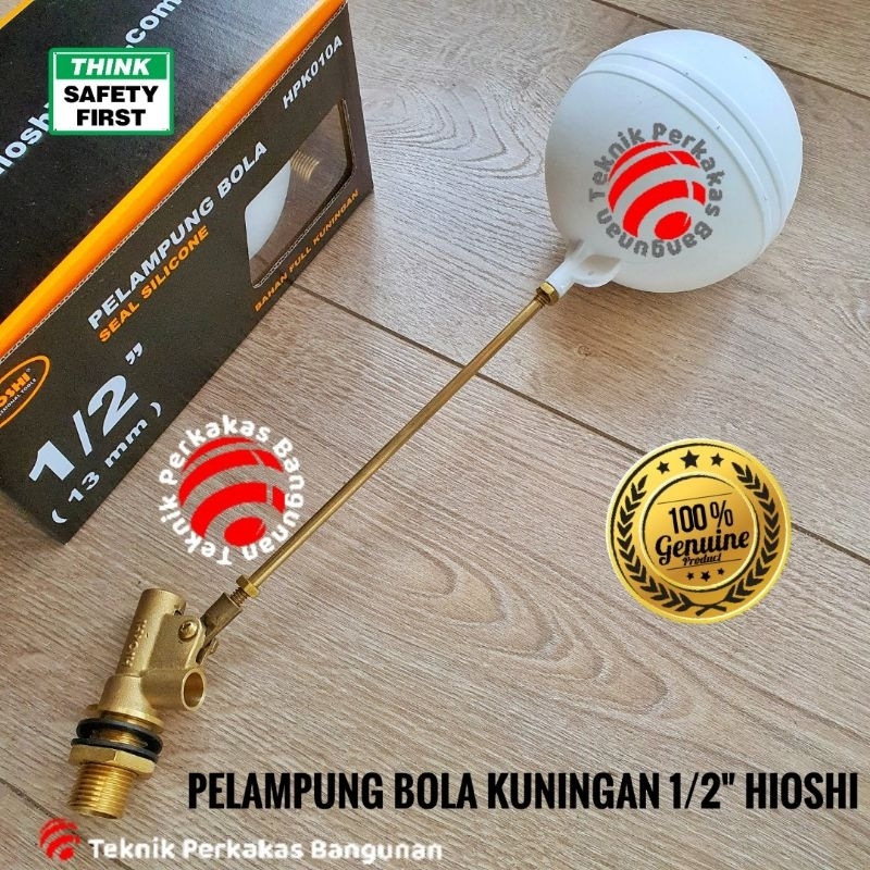 Pelampung air bola kuningan toren bak air tandon/ floating valve ball tap HIOSHI 1/2" - 3/4" - 1"