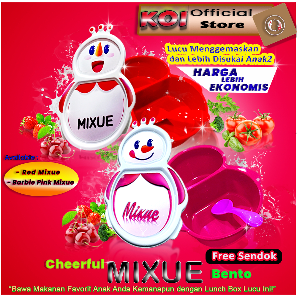 Koi Official - Cheerful Mixue Bento Kotak Bekal Praktis Lunch Box Mixue Menyenangkan untuk Anak