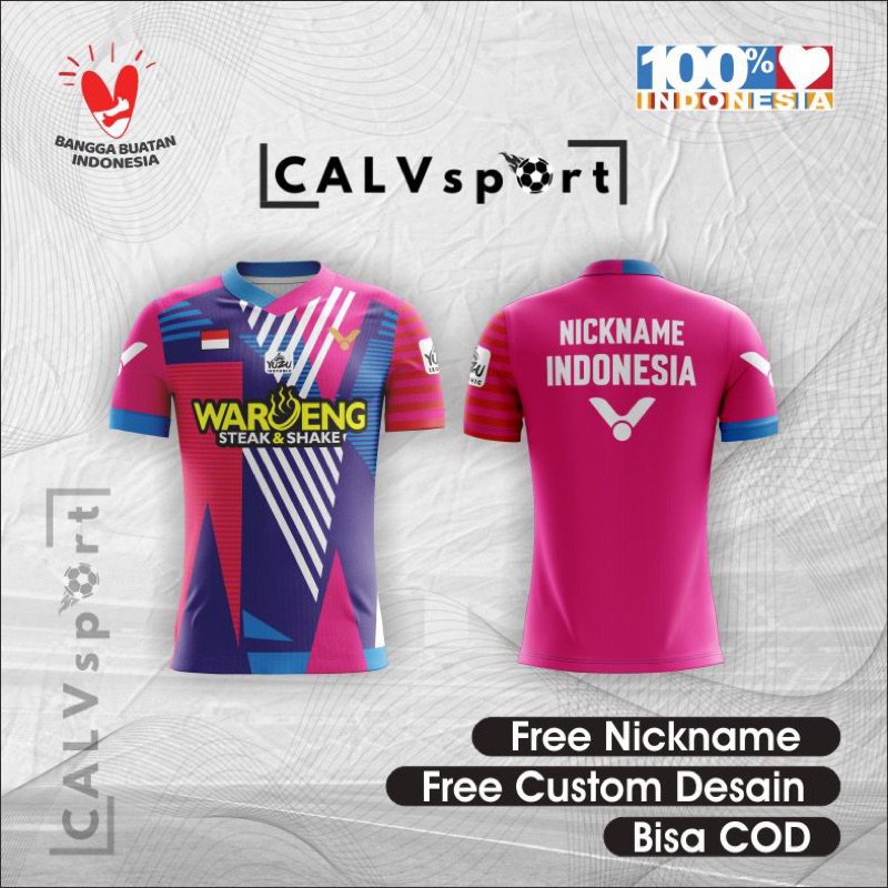 JERSEY BADMINTON KAOS BAJU BULUTANGKIS TIMNAS INDONESIA WAROENG STEAK (INDIA OPEN) FULL PRINTING FRE