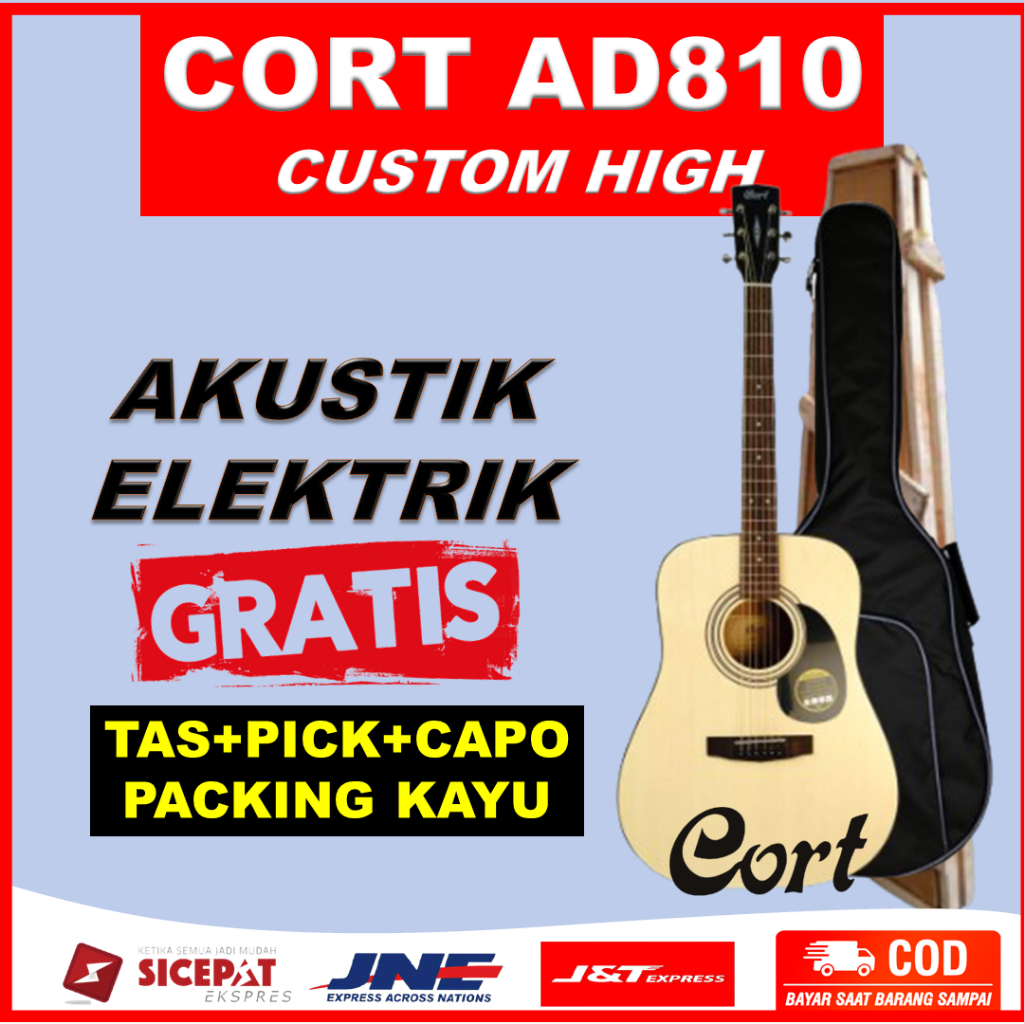 Gitar Akustik Cort AD810 Elektrik Listrik Cort Murah Jumbo Custom High Quality