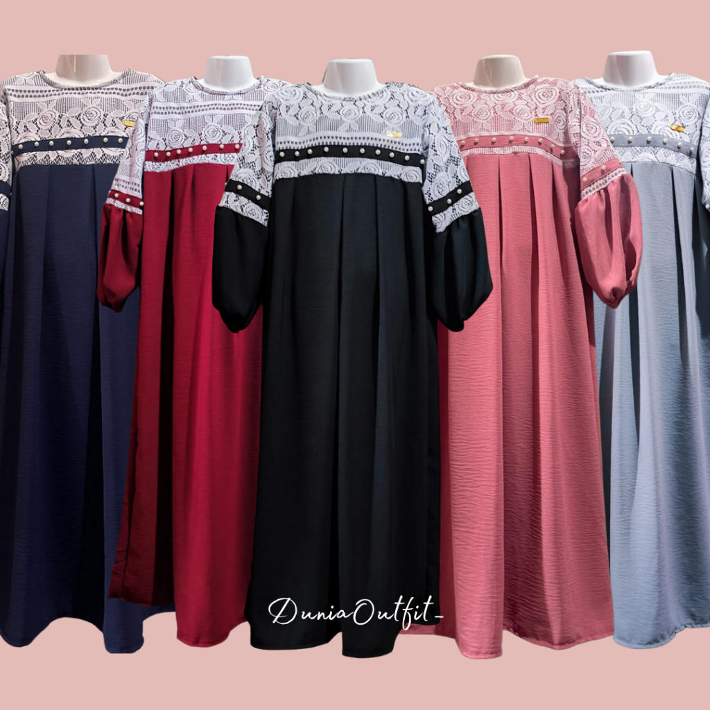 MUTIARA DRESS COUPLE IBU & ANAK - GAMIS - DRESS - GAUN - PESTA - KONDANGAN - CRINKLE PREMIUM - BROKA