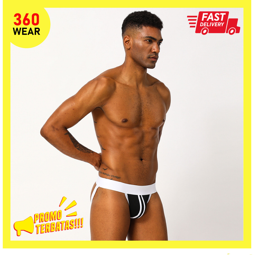 Celana Dalam Pria Men's Underwear Sempak Pria Brief Segitiga Jockstrap Hitam Putih