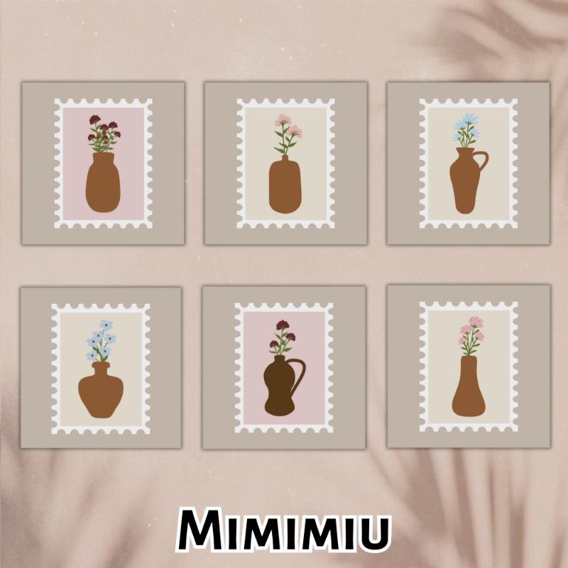 

[Mimimiu] sticker set perangko bunga dalam pot 3x3cm