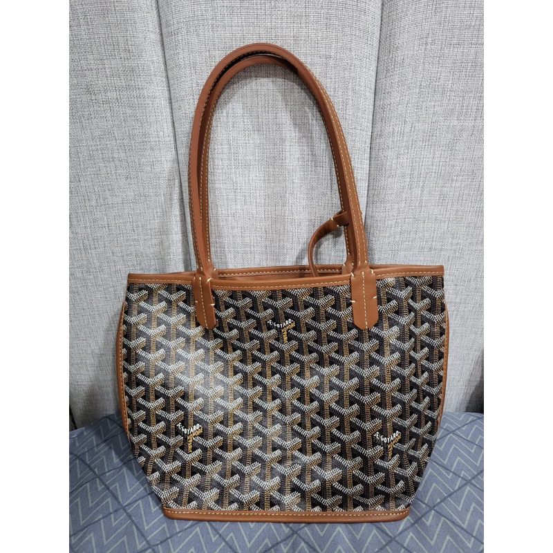 goyard mini anjou black tan