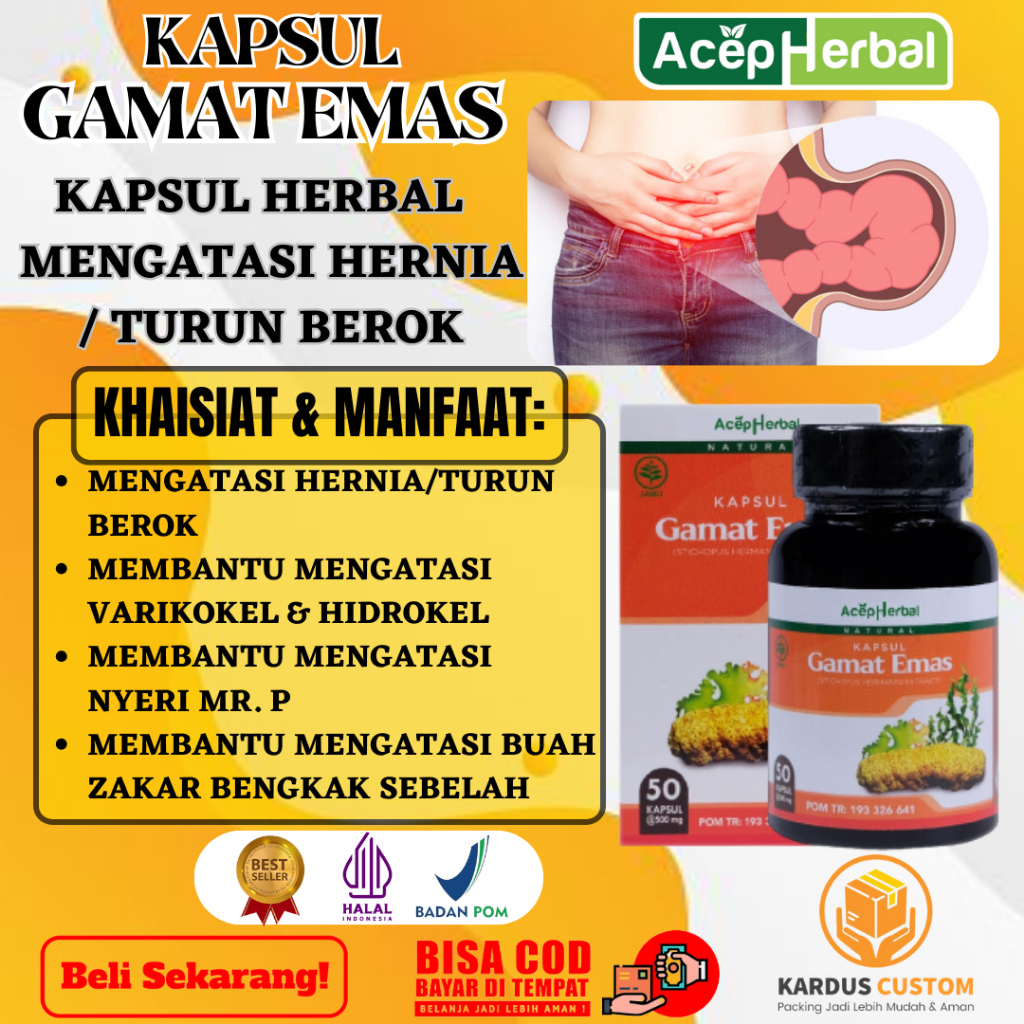 Kapsul Herbal Mengatasi Hernia Atau Turun Berok, Nyeri Pada MR.P, Buah Zakar Bengkak Sebelah, Mengob
