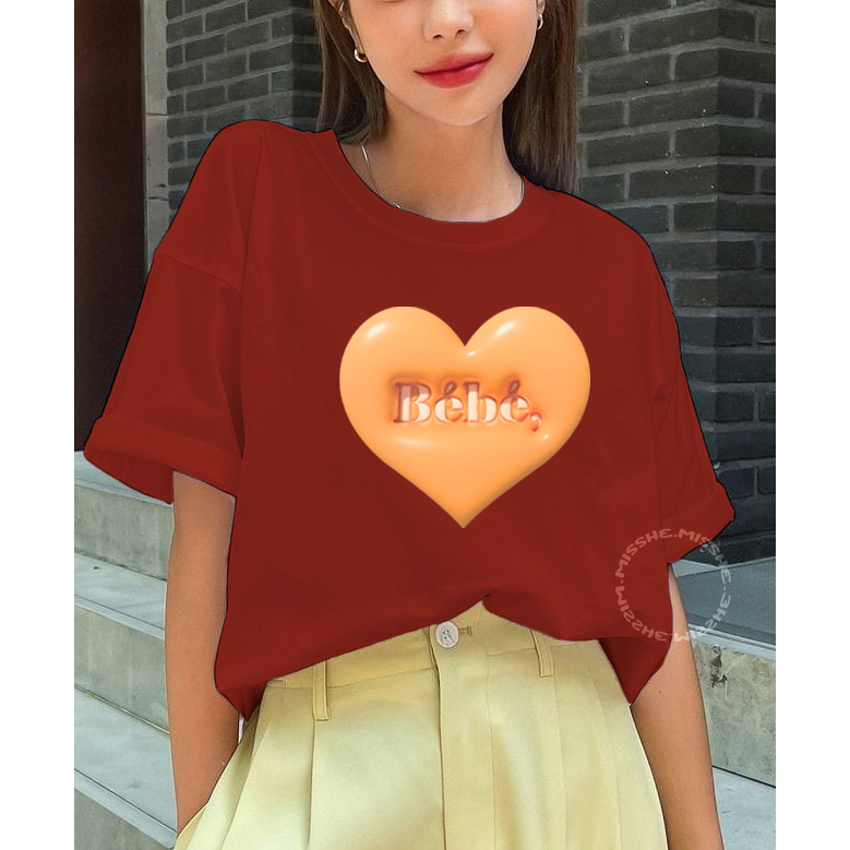 COD ID - Tshirt Motif Babe Love Oren / Kaos Katun Wanita / Baju Kaos Wanita Terbaru 2023 / Kaos Polo