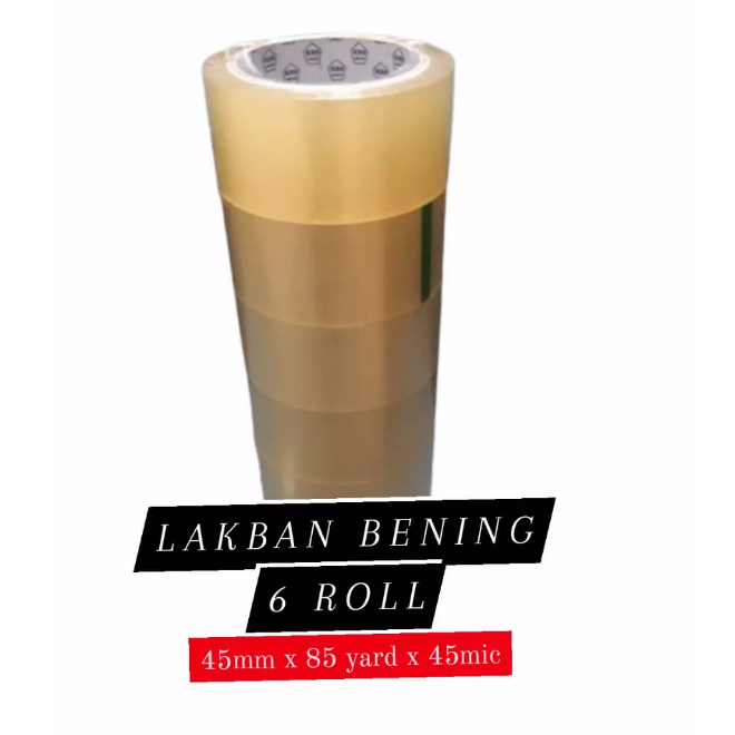 

(1 Roll isi 6 pcs) Lakban OPP Bening 45mm x85 yard x 45 mic